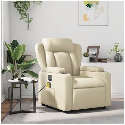 vidaxl Massagestoel verstelbaar kunstleer crème - Crème vidaxl Massagestoel verstelbaar kunstleer crème - Crème