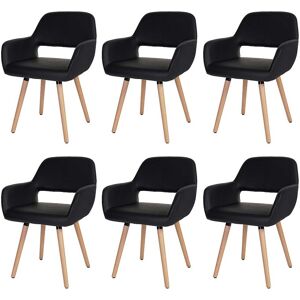 Eetkamerstoel MCW-A50 II (set van 6), kunstleer, zwart, lichtgekleurde poten - Zwart Eetkamerstoel MCW-A50 II (set van 6), kunstleer, zwart, lichtgekleurde poten - Zwart
