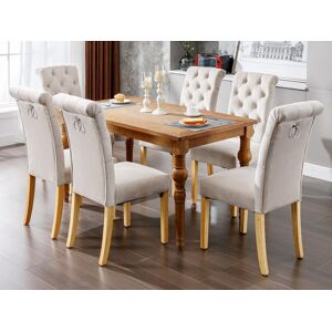 ModernLuxe Set van 4 fluwelen stoelen met eiken poten - Bruin - Bruin ModernLuxe Set van 4 fluwelen stoelen met eiken poten - Bruin - Bruin