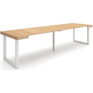 Skraut Home Uitschuifbare Consoletafel, 302x90x73cm, Voor 14 personen, Massief houten poten, Eiken - Natuurlijk licht Skraut Home Uitschuifbare Consoletafel, 302x90x73cm, Voor 14 personen, Massief houten poten, Eiken - Natuurlijk licht
