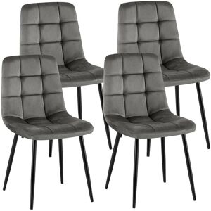 CLP Set van 4 Eetkamerstoelen - Fluweel - donkergrijs - Antibes - Antracietgrijs CLP Set van 4 Eetkamerstoelen - Fluweel - donkergrijs - Antibes - Antracietgrijs