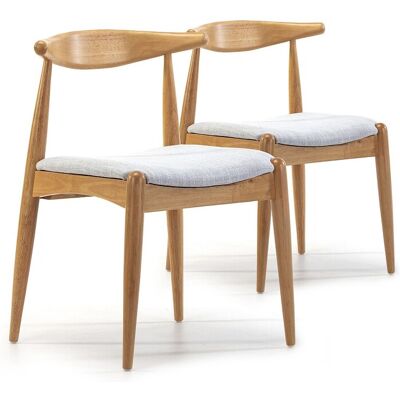 VS Venta-stock Set van 2 Corzo eetkamerstoelen in eiken kleur, massief hout, 52,5 x 50 x 74,5 cm - Natuurlijk licht VS Venta-stock Set van 2 Corzo eetkamerstoelen in eiken kleur, massief hout, 52,5 x 50 x 74,5 cm - Natuurlijk licht