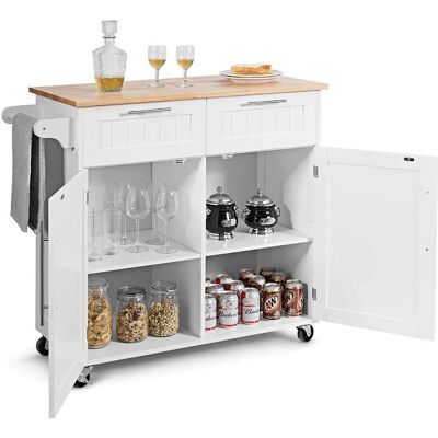 Costway Keukeneilandwagen met tafel, 4 universele wielen, handdoekrek, 94x41x94cm - Wit Costway Keukeneilandwagen met tafel, 4 universele wielen, handdoekrek, 94x41x94cm - Wit