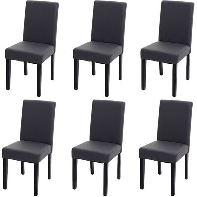 MCW Eetkamerstoel Littau kunstleer 6-delige set, kunstleer, grijs mat, donkere poten - Grijs MCW Eetkamerstoel Littau kunstleer 6-delige set, kunstleer, grijs mat, donkere poten - Grijs