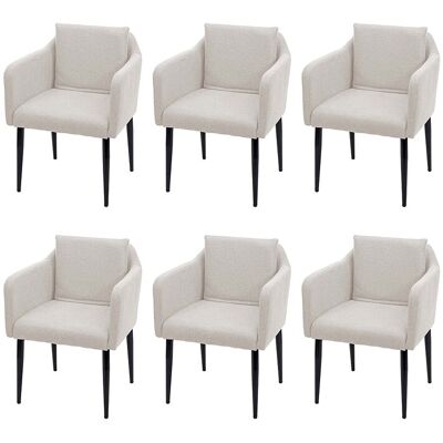 Eetkamerstoel MCW-H93 (set van 6), stof/textiel crème-beige - Crème Eetkamerstoel MCW-H93 (set van 6), stof/textiel crème-beige - Crème