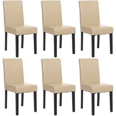 MCW Eetkamerstoel Littau (set van 6), leer, crème, donkere poten - Crème MCW Eetkamerstoel Littau (set van 6), leer, crème, donkere poten - Crème