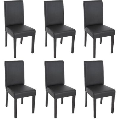 MCW Eetkamerstoel Littau kunstleer 6-delige set, kunstleer, mat zwart, donkere poten - Zwart MCW Eetkamerstoel Littau kunstleer 6-delige set, kunstleer, mat zwart, donkere poten - Zwart