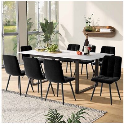 Merax Uitschuifbare eettafel voor 4 tot 8 couverts in MDF en metaal - Wit en zwart - Wit Merax Uitschuifbare eettafel voor 4 tot 8 couverts in MDF en metaal - Wit en zwart - Wit