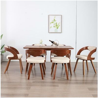 vidaxl Eetkamerstoelen 6 st gebogen hout en kunstleer crème - Crème vidaxl Eetkamerstoelen 6 st gebogen hout en kunstleer crème - Crème