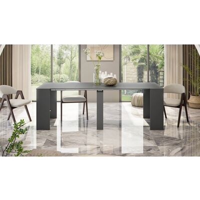 Dmora Diluna uitschuifbare console, Uitschuifbare eettafel, Plank met multifunctionele verlengstukken uitschuifbaar tot 10 zitplaatsen, 51/237x90h78 cm, Antraciet - Zwart Dmora Diluna uitschuifbare console, Uitschuifbare eettafel, Plank met multifunctionele verlengstukken uitschuifbaar tot 10 zitplaatsen, 51/237x90h78 cm, Antraciet - Zwart