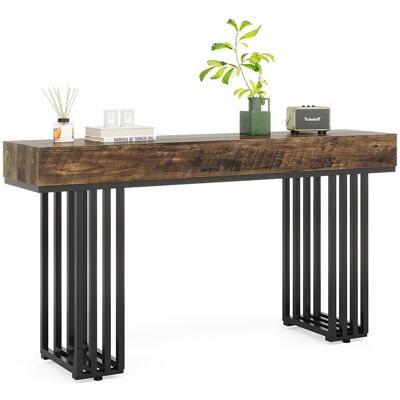 Tribesigns Consoletafel entree, console entree hal entree tafel met elegant industrieel metalen frame, houten consoletafel voor woonkamer, entree, gang (140 cm, bruin) - Bruin Tribesigns Consoletafel entree, console entree hal entree tafel met elegant industrieel metalen frame, houten consoletafel voor woonkamer, entree, gang (140 cm, bruin) - Bruin
