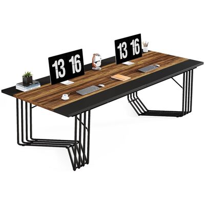 Tribesigns Bureau van 200 cm voor 2 personen met solide geometrische metalen structuur - Vergader- of seminartafel voor 8 tot 10 personen - Rustiek bruin - Bruin Tribesigns Bureau van 200 cm voor 2 personen met solide geometrische metalen structuur - Vergader- of seminartafel voor 8 tot 10 personen - Rustiek bruin - Bruin
