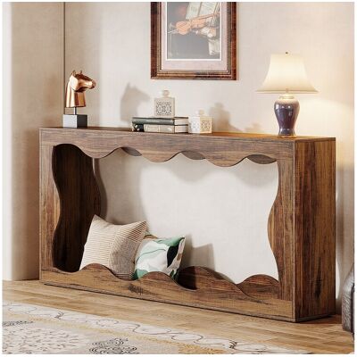 Tribesigns 160cm Farmhouse Consoletafel met opbergruimte, salontafel achter de bank, lange haltafel, smalle consoletafel - Bruin Tribesigns 160cm Farmhouse Consoletafel met opbergruimte, salontafel achter de bank, lange haltafel, smalle consoletafel - Bruin