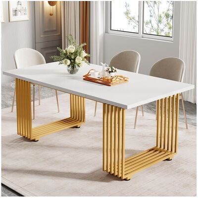 Tribesigns Moderne eettafel voor 6-8 personen, 71" witte eettafel, St. Patrick's Day houten keukentafel - Wit Tribesigns Moderne eettafel voor 6-8 personen, 71" witte eettafel, St. Patrick's Day houten keukentafel - Wit