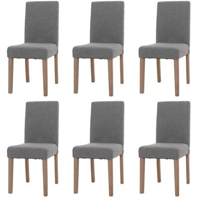 MCW Eetkamerstoel Littau Bouclé (set van 6), grijs, naturelkleurige poten - Grijs MCW Eetkamerstoel Littau Bouclé (set van 6), grijs, naturelkleurige poten - Grijs