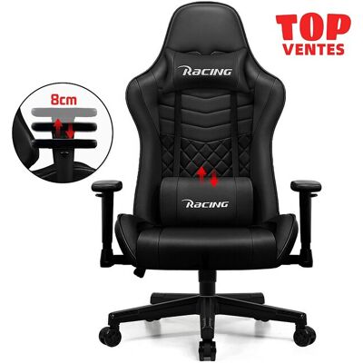 Hiazurm Racing Style Gaming Stoel met Verstelbare Rugleuning en Stalen Frame - Zwart - Zwart Hiazurm Racing Style Gaming Stoel met Verstelbare Rugleuning en Stalen Frame - Zwart - Zwart