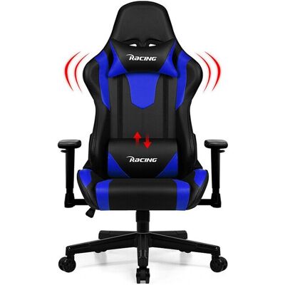 Hiazurm Style Racing Gaming Stoel met Verstelbare Rugleuning, 90° tot 170°, Max 150 kg, Blauw - Blauw Hiazurm Style Racing Gaming Stoel met Verstelbare Rugleuning, 90° tot 170°, Max 150 kg, Blauw - Blauw