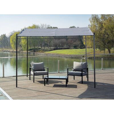 Habitat et jardin Pergola terrasoverkapping aanbouw metaal met aflopend dak - 3 x 2,5 m - Grijs - Grijs Habitat et jardin Pergola terrasoverkapping aanbouw metaal met aflopend dak - 3 x 2,5 m - Grijs - Grijs