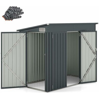 Costway Tuinhuis van metaal, 235 x 117 x 185 cm, gereedschapsschuur met voordeur, zijdeur en lessenaarsdak, afsluitbaar, tuinhuisje, tuinschuur voor buiten, donkergrijs - Grijs Costway Tuinhuis van metaal, 235 x 117 x 185 cm, gereedschapsschuur met voordeur, zijdeur en lessenaarsdak, afsluitbaar, tuinhuisje, tuinschuur voor buiten, donkergrijs - Grijs