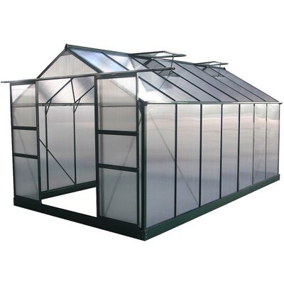 Habitat et jardin Tuinkas broeikas polycarbonaat "Dahlia" Groen dennengroen 13,29 m² - Transparant Habitat et jardin Tuinkas broeikas polycarbonaat "Dahlia" Groen dennengroen 13,29 m² - Transparant