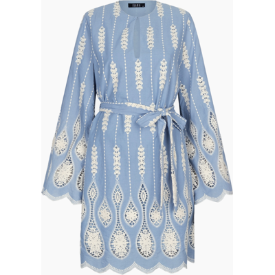 IBANA Danna Lichtblauw/Off-White jurk 40 female IBANA Danna Lichtblauw/Off-White jurk 40 female