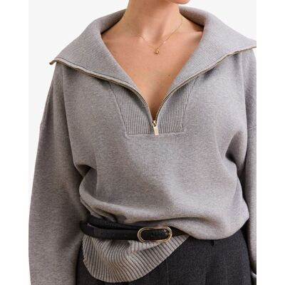 Lune Active Lune Olly Half Zip Knit Sweater Grijs trui S female Lune Active Lune Olly Half Zip Knit Sweater Grijs trui S female