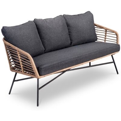 BUITEN living Flow 3-zits tuinbank wicker + aluminium Bamboo antraciet 162cm BUITEN living Flow 3-zits tuinbank wicker + aluminium Bamboo antraciet 162cm
