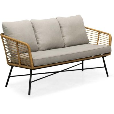 BUITEN living Flow 3-zits tuinbank wicker + aluminium Bamboo taupe 162cm BUITEN living Flow 3-zits tuinbank wicker + aluminium Bamboo taupe 162cm