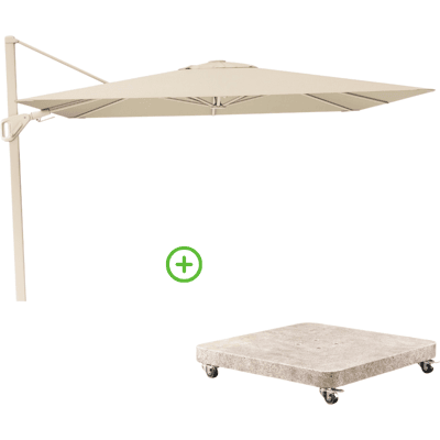Platinum Nexus T² zweefparasol - premium doek 300x300 met Venezia rond parasolvoet 90kg Champagne/Sandstone Platinum Nexus T² zweefparasol - premium doek 300x300 met Venezia rond parasolvoet 90kg Champagne/Sandstone