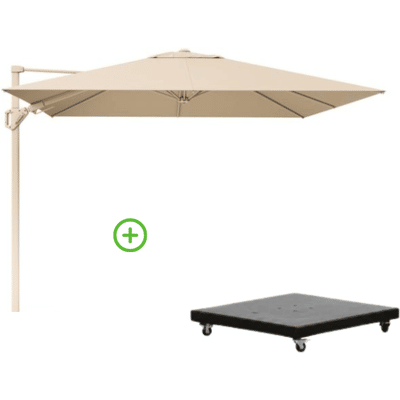 Platinum Challenger T² zweefparasol - premium doek 260x350cm met Monza parasolvoet 90kg Champagne/Sandstone Platinum Challenger T² zweefparasol - premium doek 260x350cm met Monza parasolvoet 90kg Champagne/Sandstone