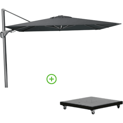 Platinum Nexus T² zweefparasol - premium doek 300x300 met Monza parasolvoet 90kg Faded Black Platinum Nexus T² zweefparasol - premium doek 300x300 met Monza parasolvoet 90kg Faded Black