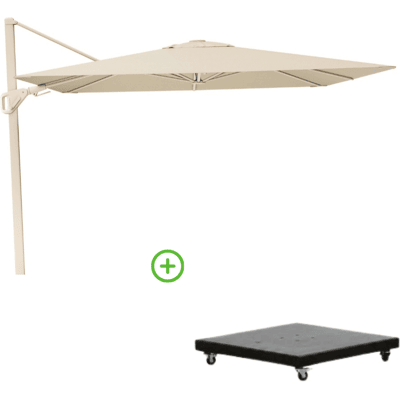 Platinum Nexus T² zweefparasol - premium doek 300x300 met Monza parasolvoet 90kg Champagne/Sandstone Platinum Nexus T² zweefparasol - premium doek 300x300 met Monza parasolvoet 90kg Champagne/Sandstone