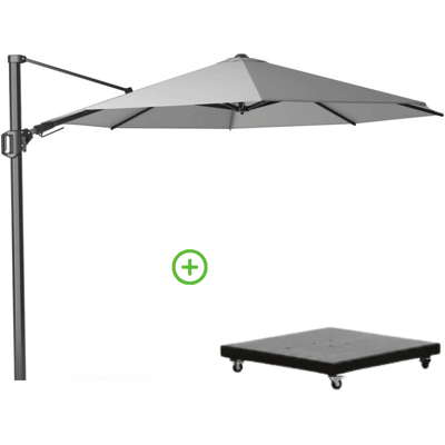 Platinum Challenger T² zweefparasol Ø350cm rond met Monza parasolvoet 90kg Light Grey Platinum Challenger T² zweefparasol Ø350cm rond met Monza parasolvoet 90kg Light Grey