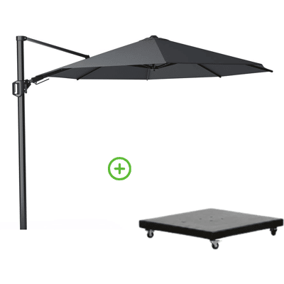 Platinum Challenger T² zweefparasol Ø350cm rond met Monza parasolvoet 90kg antraciet Platinum Challenger T² zweefparasol Ø350cm rond met Monza parasolvoet 90kg antraciet