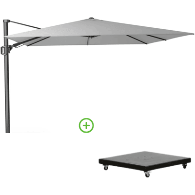 Platinum Challenger T² zweefparasol 300x300cm met Monza parasolvoet 90kg Light Grey Platinum Challenger T² zweefparasol 300x300cm met Monza parasolvoet 90kg Light Grey