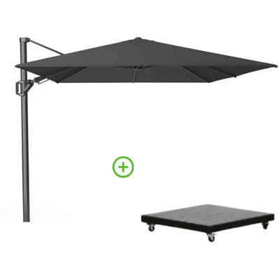 Platinum Challenger T² zweefparasol - premium doek 350x260cm met Monza parasolvoet 90kg Faded Black Platinum Challenger T² zweefparasol - premium doek 350x260cm met Monza parasolvoet 90kg Faded Black