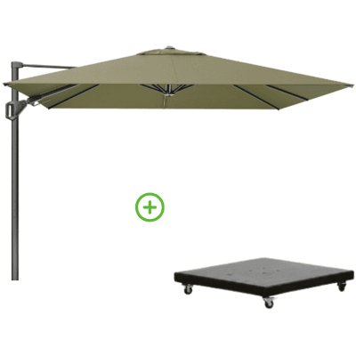 Platinum Challenger T² zweefparasol - premium doek 300x300cm met Monza parasolvoet 90kg Lush Green Platinum Challenger T² zweefparasol - premium doek 300x300cm met Monza parasolvoet 90kg Lush Green