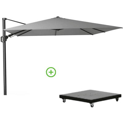 Platinum Challenger T² zweefparasol - premium doek 300x300cm met Monza parasolvoet 90kg Manhattan Platinum Challenger T² zweefparasol - premium doek 300x300cm met Monza parasolvoet 90kg Manhattan