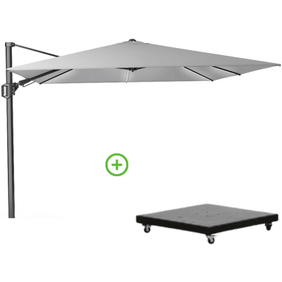 Platinum Challenger T² Glow zweefparasol 300x300cm met Monza parasolvoet 90kg Light Grey Platinum Challenger T² Glow zweefparasol 300x300cm met Monza parasolvoet 90kg Light Grey