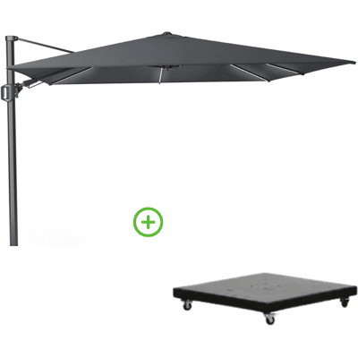 Platinum Challenger T² Glow zweefparasol 300x300cm met Monza parasolvoet 90kg antraciet Platinum Challenger T² Glow zweefparasol 300x300cm met Monza parasolvoet 90kg antraciet