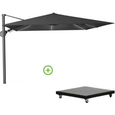 Platinum Challenger T² Glow zweefparasol - premium doek 300x300cm met Monza parasolvoet 90kg Faded Black Platinum Challenger T² Glow zweefparasol - premium doek 300x300cm met Monza parasolvoet 90kg Faded Black