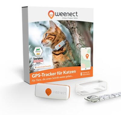 Weenect huisdier GPS tracker XS voor katten, wit incl. witte Halsband Weenect huisdier GPS tracker XS voor katten, wit incl. witte Halsband