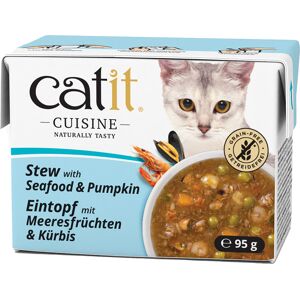 12x95g Catit Cuisine stoofpot zeevruchten met pompoen nat kattenvoer 12x95g Catit Cuisine stoofpot zeevruchten met pompoen nat kattenvoer