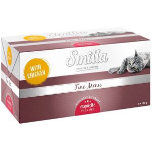 Smilla Fine Menu met Voortreffelijke Vulling 24 x 100 g - Kip, rundvlees en wortel Smilla Fine Menu met Voortreffelijke Vulling 24 x 100 g - Kip, rundvlees en wortel