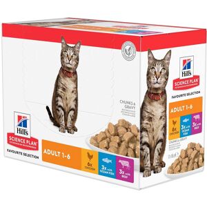 Hill's Science Plan Adult 1-6 met Kip Bestel ook natvoer: 12 x 85 g Kip, Zeevis, Rund Hill's Science Plan Adult 1-6 met Kip Bestel ook natvoer: 12 x 85 g Kip, Zeevis, Rund