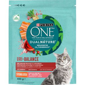 4x650g Dual Nature Sterilized met Zalm en Cranberry's Purina ONE Kattenvoer 4x650g Dual Nature Sterilized met Zalm en Cranberry's Purina ONE Kattenvoer