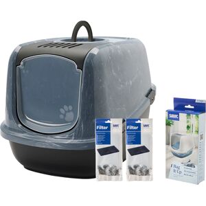 Savic kattenbak Nestor Jumbo Marble - Starterset: Toilet zwart marmer + 2 extra filters + 6 Bag it up Savic kattenbak Nestor Jumbo Marble - Starterset: Toilet zwart marmer + 2 extra filters + 6 Bag it up