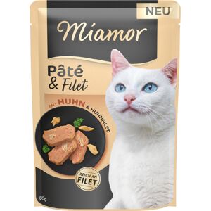 Voordeelpakket: 30x85g Miamor Pâté & Filet kip natvoer voor katten Voordeelpakket: 30x85g Miamor Pâté & Filet kip natvoer voor katten