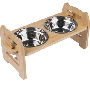 Modern Living dubbele kom met bamboestandaard Ubud 550ml, ca. 42x19x20cm hond Modern Living dubbele kom met bamboestandaard Ubud 550ml, ca. 42x19x20cm hond