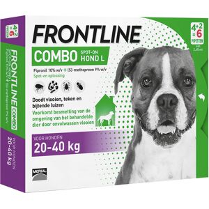 6 Pipetten x 2,68ml Frontline Combo Spot-On Hond L 20-40kg 6 Pipetten x 2,68ml Frontline Combo Spot-On Hond L 20-40kg